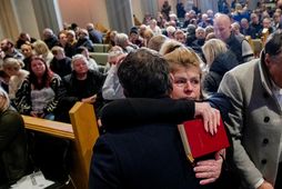 Frá samverustund fyrir Grindvíkinga í Hallgrímskirkju sunnudaginn 12. nóvember. Myndin var valin fréttamynd ársins af …