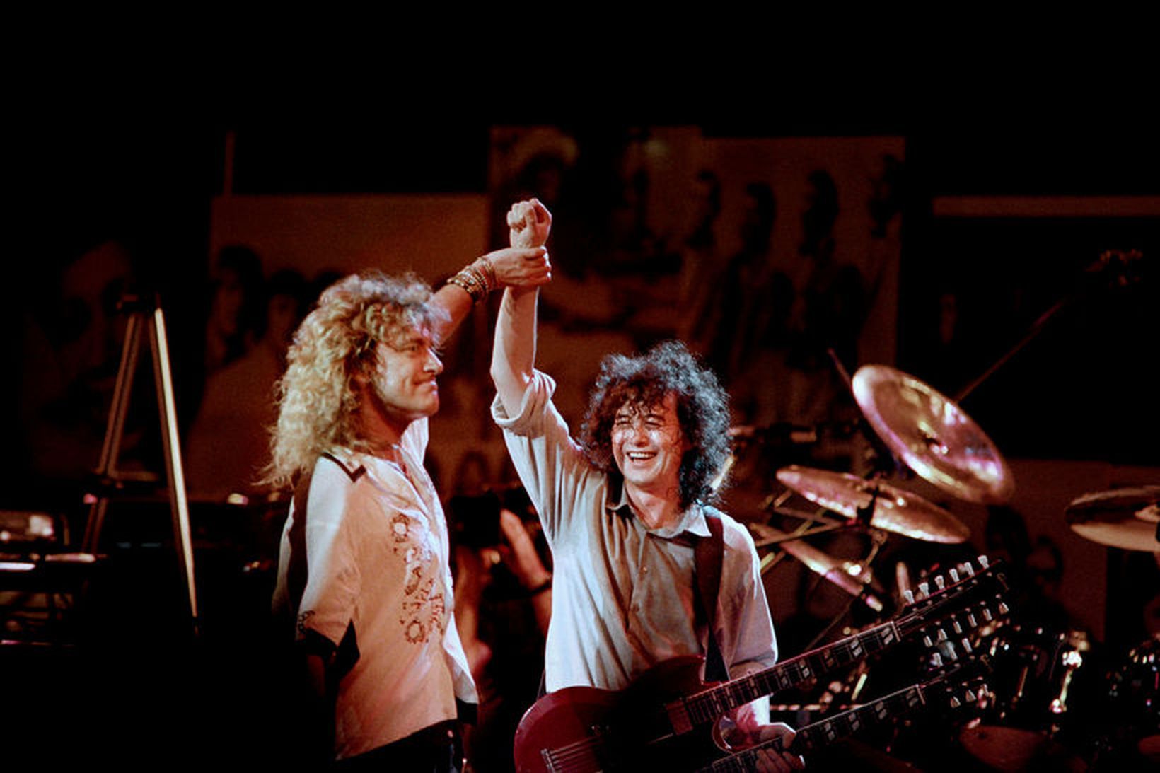Robert Plant og Jimmy Page á góðri stundu.