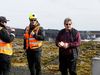 Volcanologist Þorvaldur Þórðarson (right) on the Reykjanes Peninsula in April.
