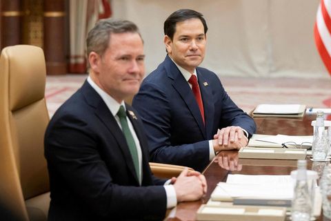 Marco Rubio og Steve Witkoff, fulltrúar Bandaríkjanna, á fundinum í dag.