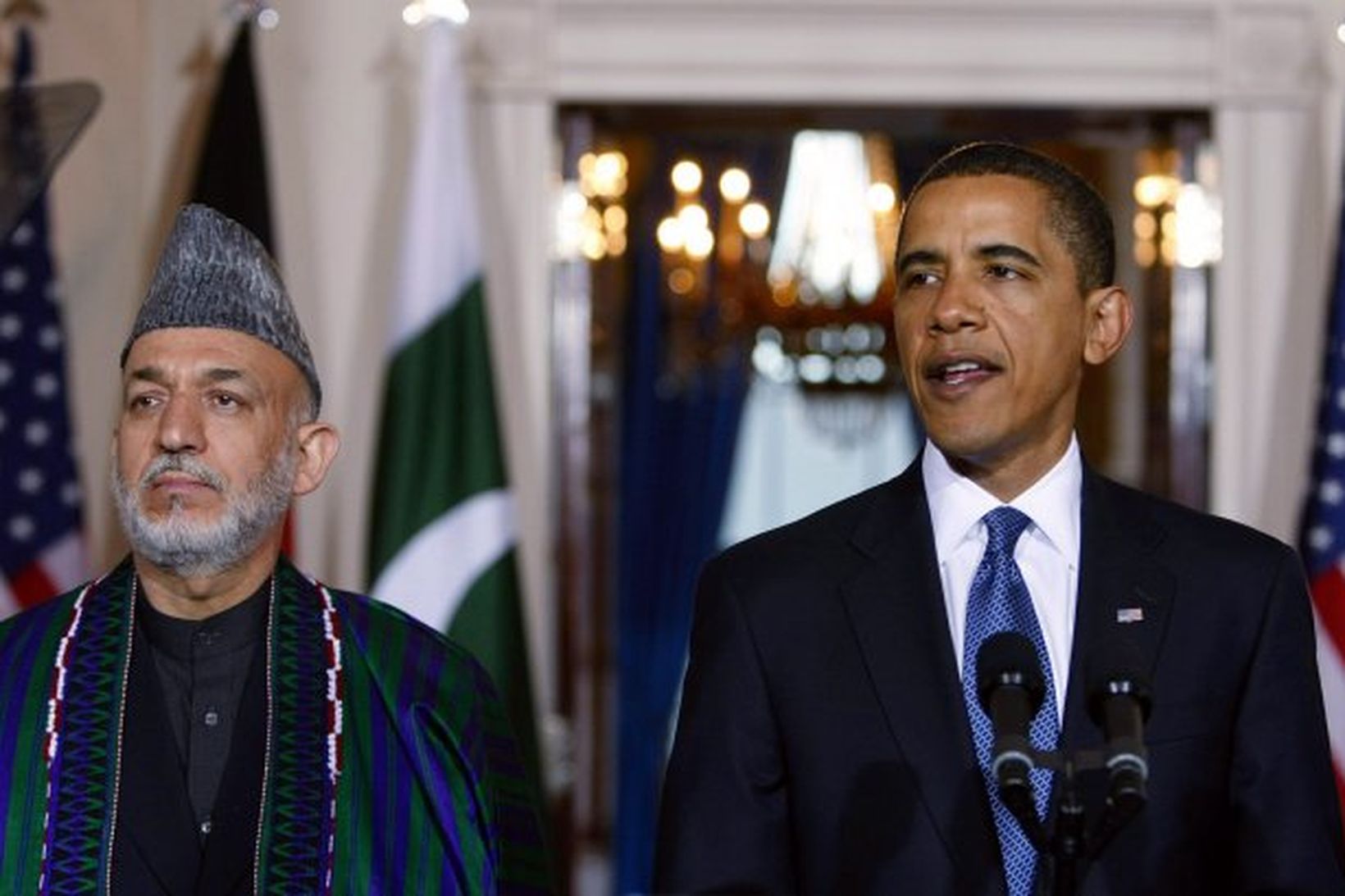 Hamid Karzai og Barack Obama nýlega.