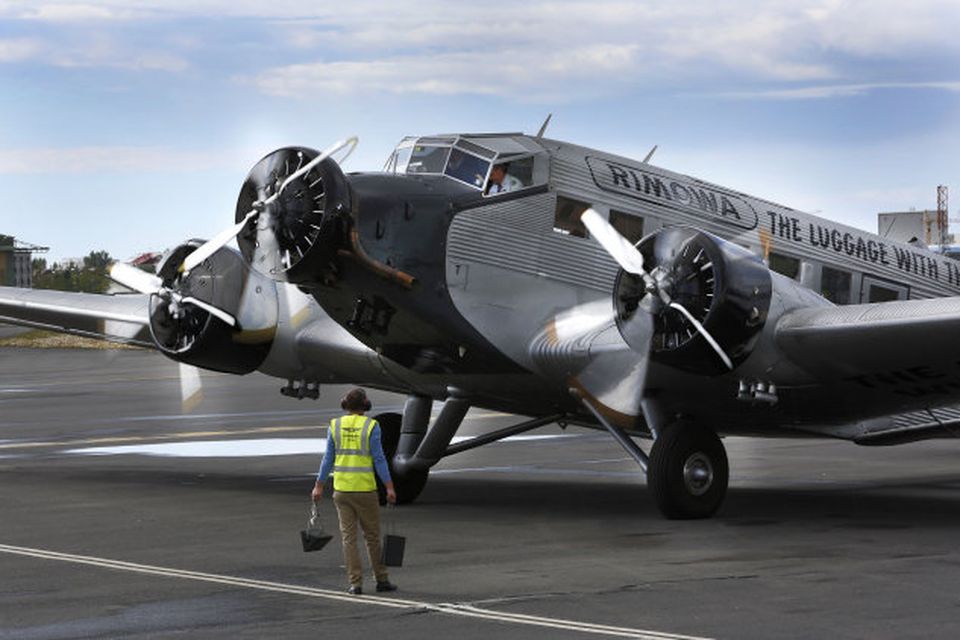 Junker Ju 52 á Reykjavíkurflugvelli í dag.