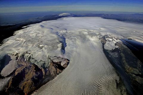 Katla volcano is underneath Mýrdalsjökull glacier
