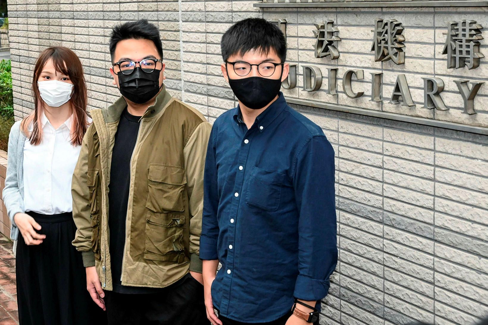 Agnes Chow, Ivan Lam og Joshua Wong komu fyrir dóm …
