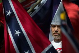 Liðsmaður Ku Klux Klan í Charlottesville fyrr á þessu ári.