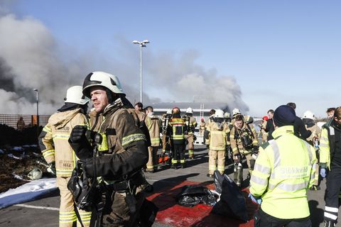 Fire fighters on location in Garðabær.