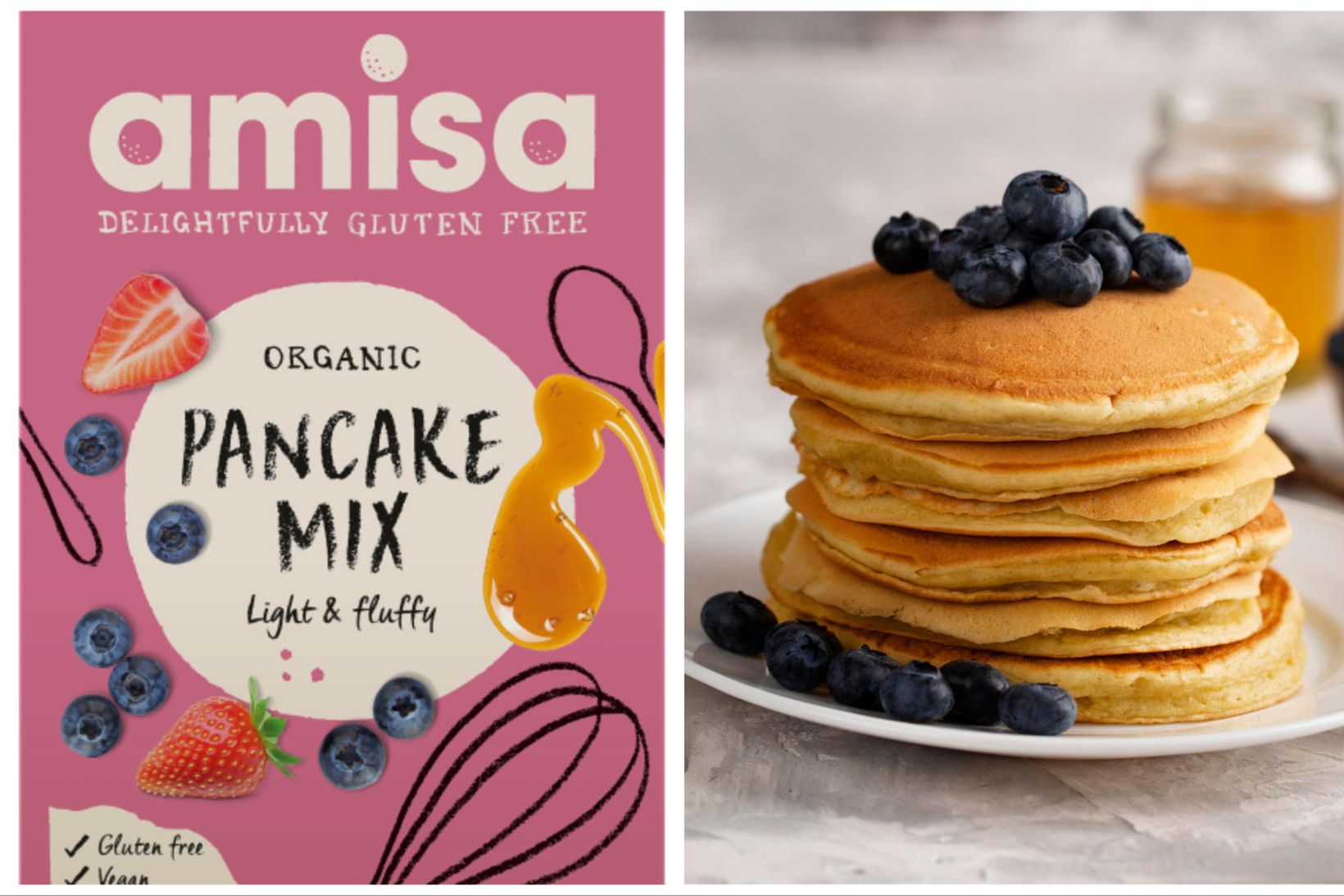 Organic Pancake Mix frá Amisa.