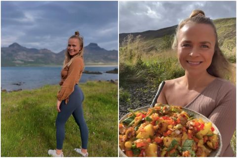 Anna Guðný gerðir þetta girnilega síðsumarsalat þar sem ný uppskera að kartöflum er í forgrunni.