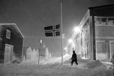 The Icelandic flag was drawn at half mast in Súðavík. Fourteen people, including eight children died in the 1995 avalanche.