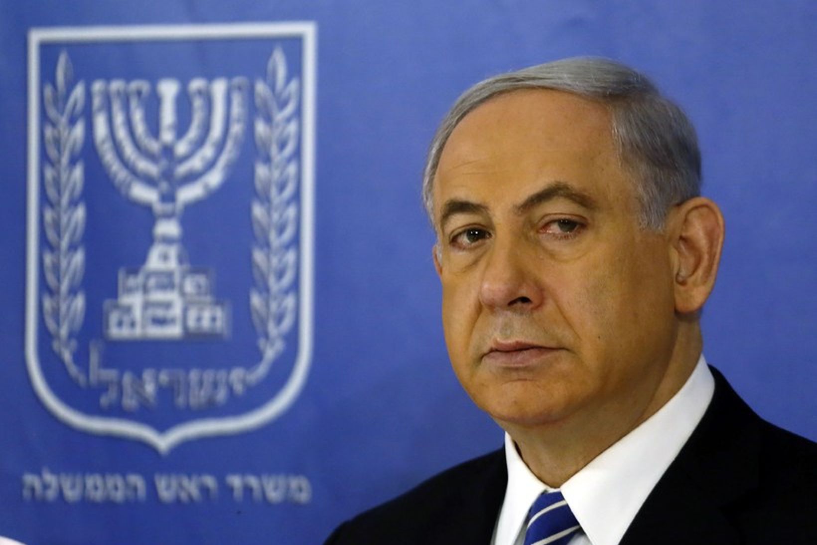 Benjamin Netanyahu, forsætisráðherra Ísrael, á ríkisstjórnarfundinum.