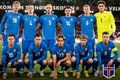 Byrjunarliðið Leikmenn U21 árs landsliðsins stilla sér upp fyrir myndatöku í Vejle í Danmörku í gær en Ísland endaði í fjórða sæti riðilsins með 9 stig.