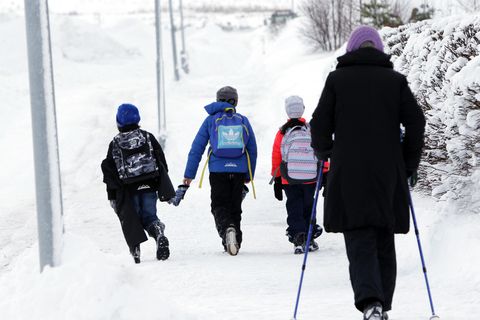Walking to school takes a little longer than usual.