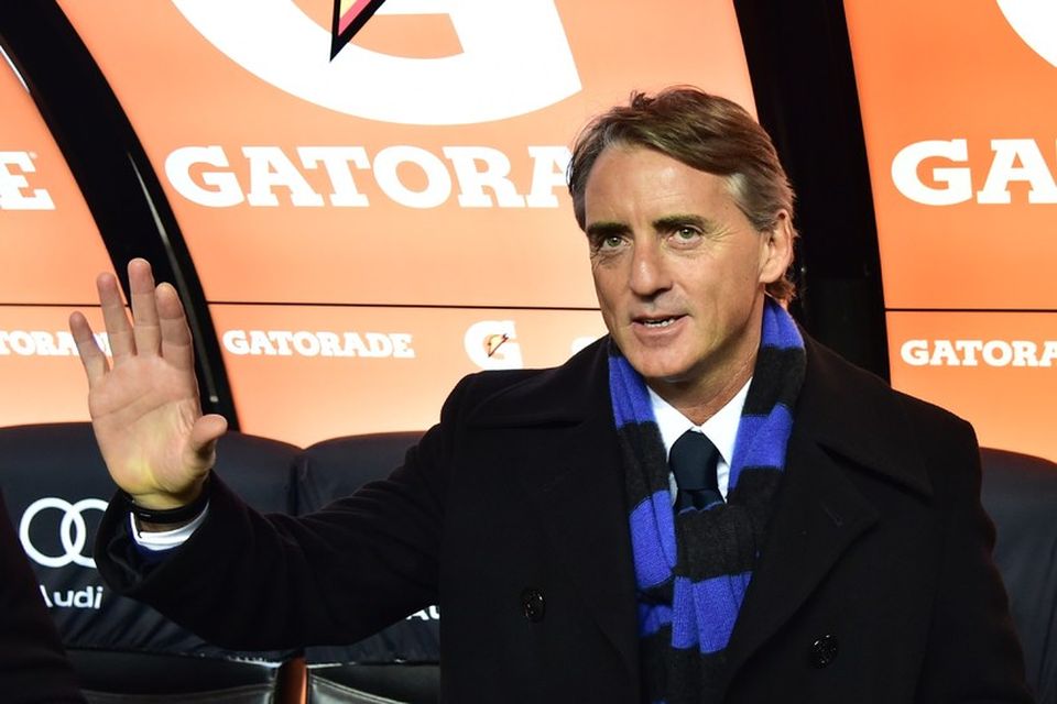Roberto Mancini var mættur aftur á bekk Inter.
