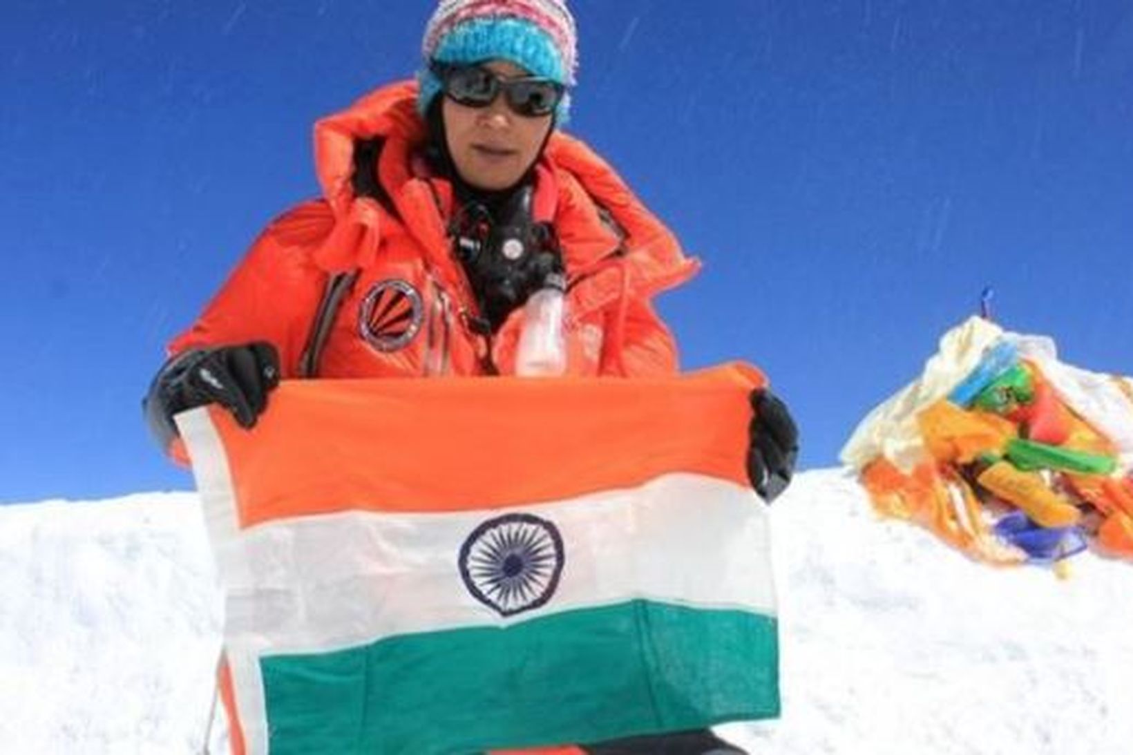 Anshu Jamsenpa á toppi Everest.