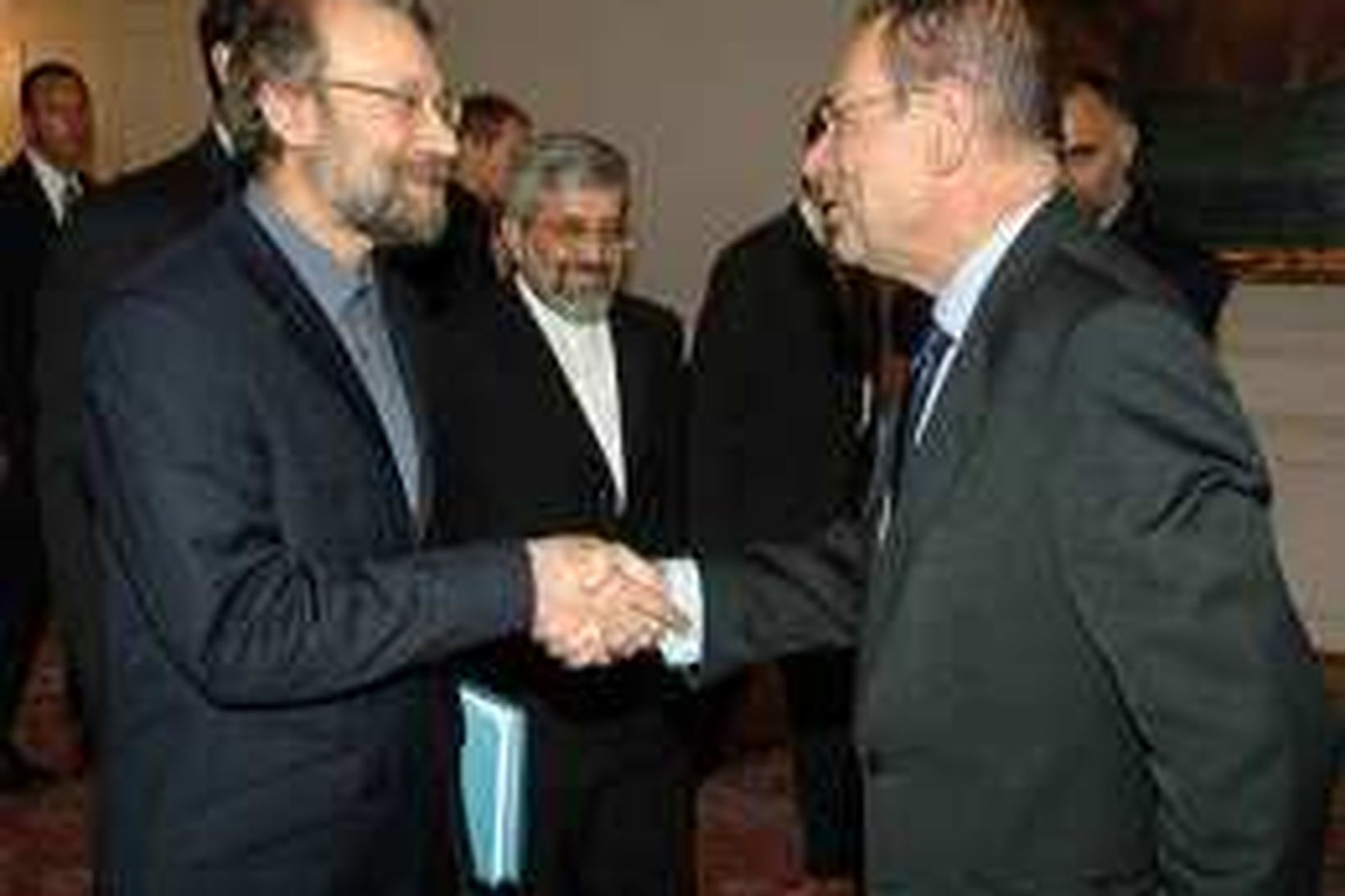 Javier Solana og Ali Larijani