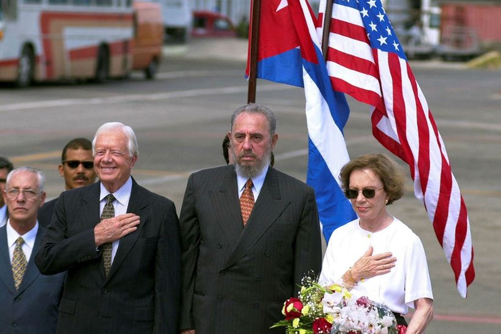 Jimmy Carter ásamt Fidel Castro, leiðtoga Kúbu, í Havana árið …