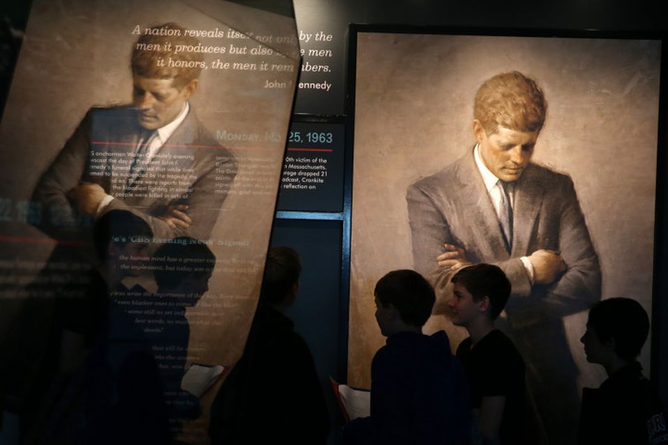 Þessi mynd var tekin í safni í Washington þar sem er sýning um Kennedy.