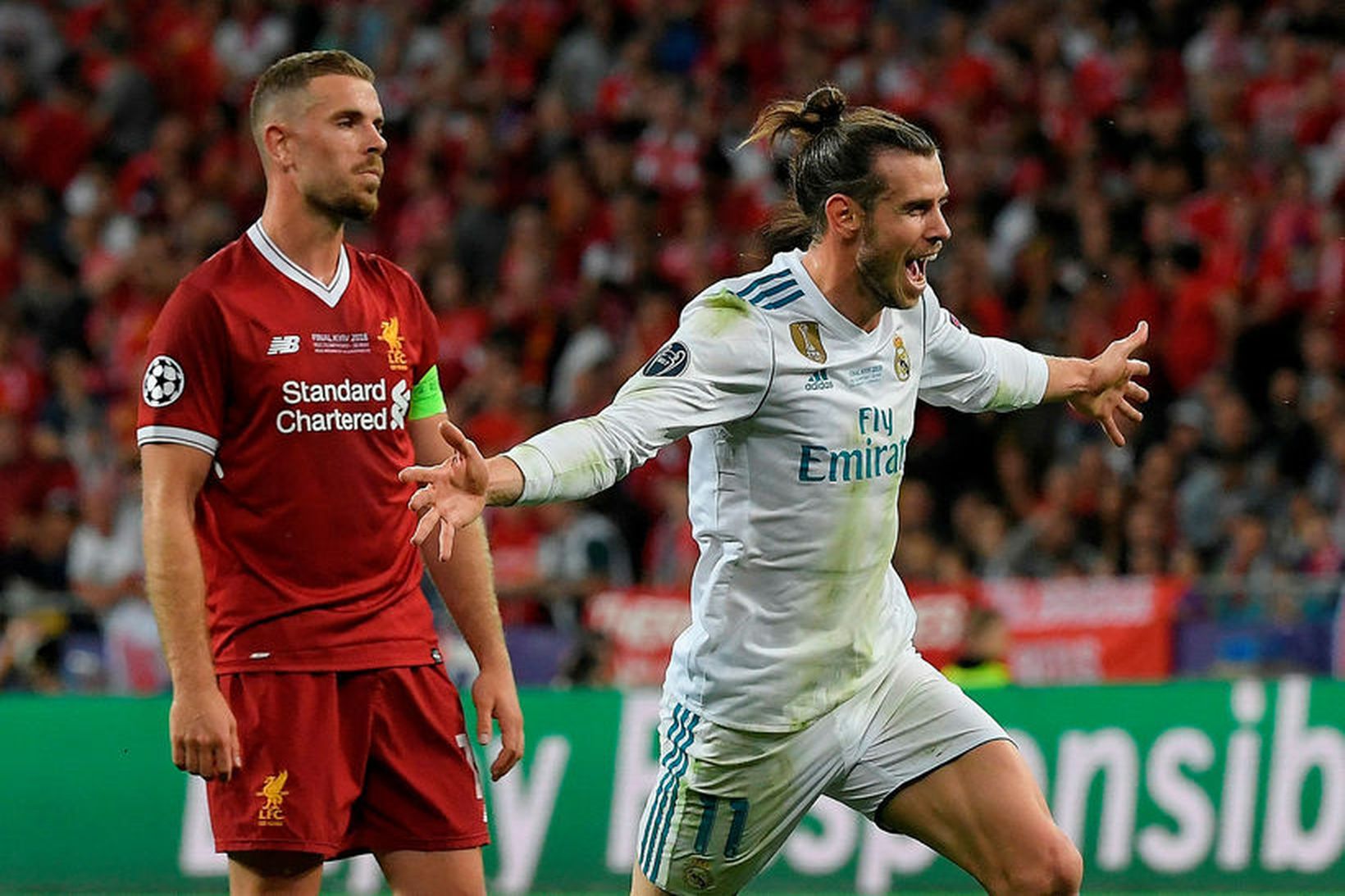 Gareth Bale fagnar síðasta marki Real í kvöld.