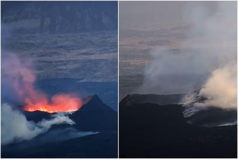 To the left you can see the crater around 21 last night but to the right around 9 am this morning.