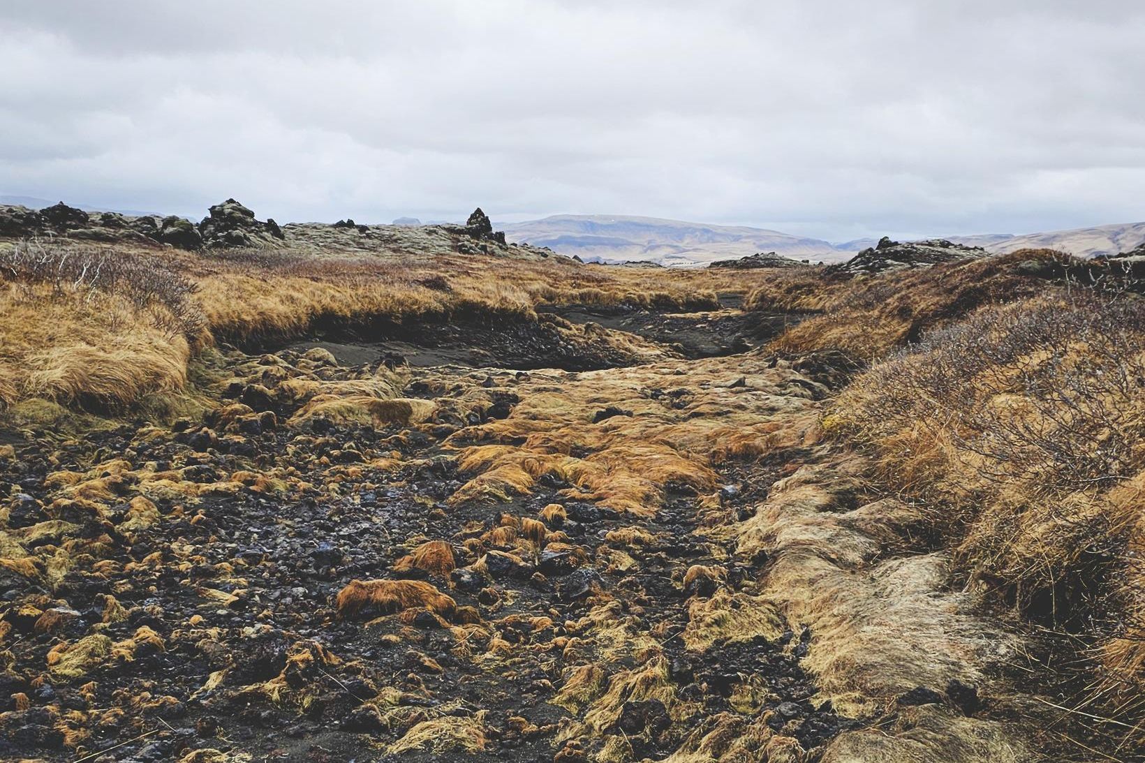 Farvegur Grenlæks er þornaður upp á löngum kafla og mikið …