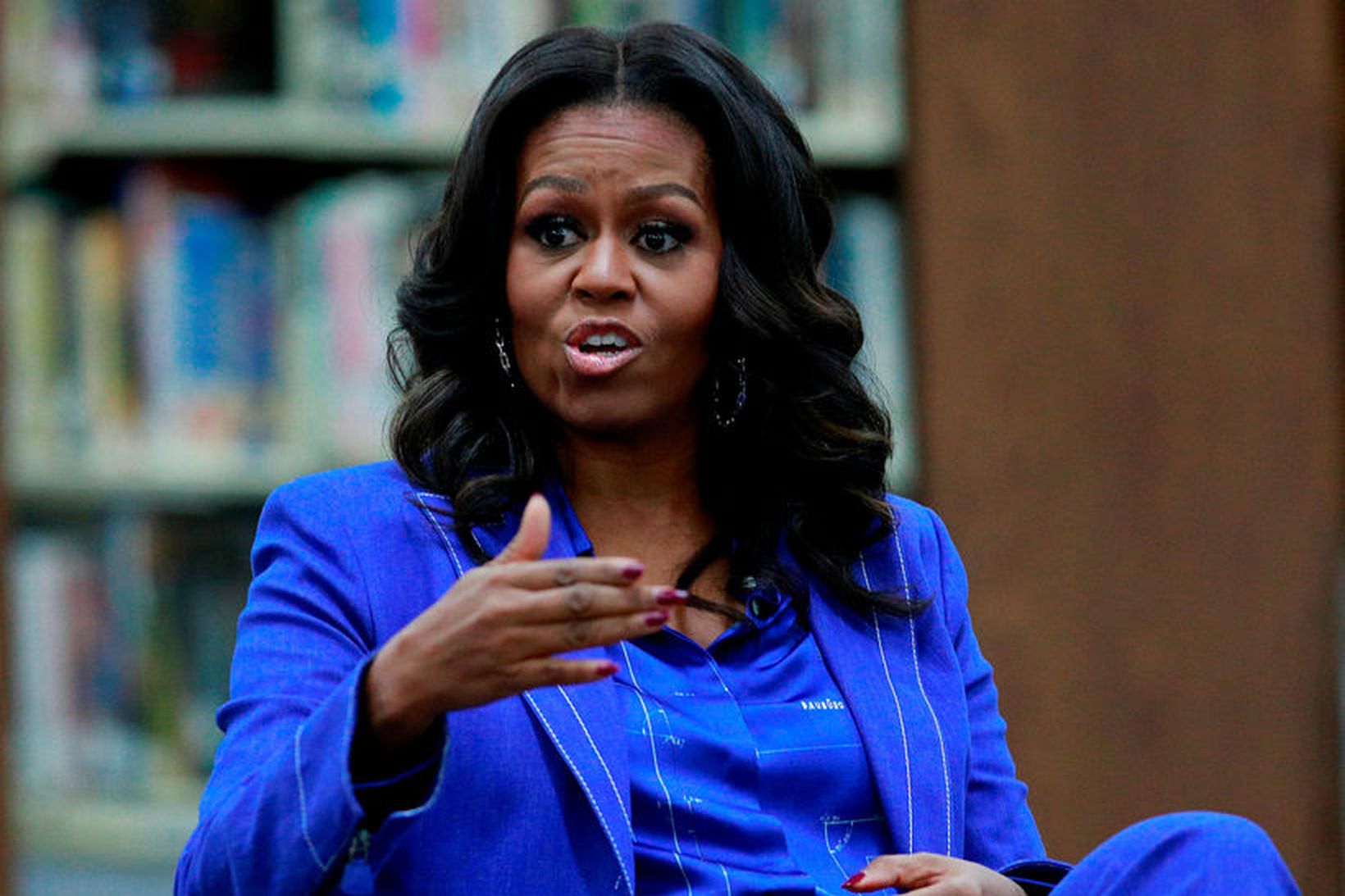 Michelle Obama á tvær dætur með Barack Obama.