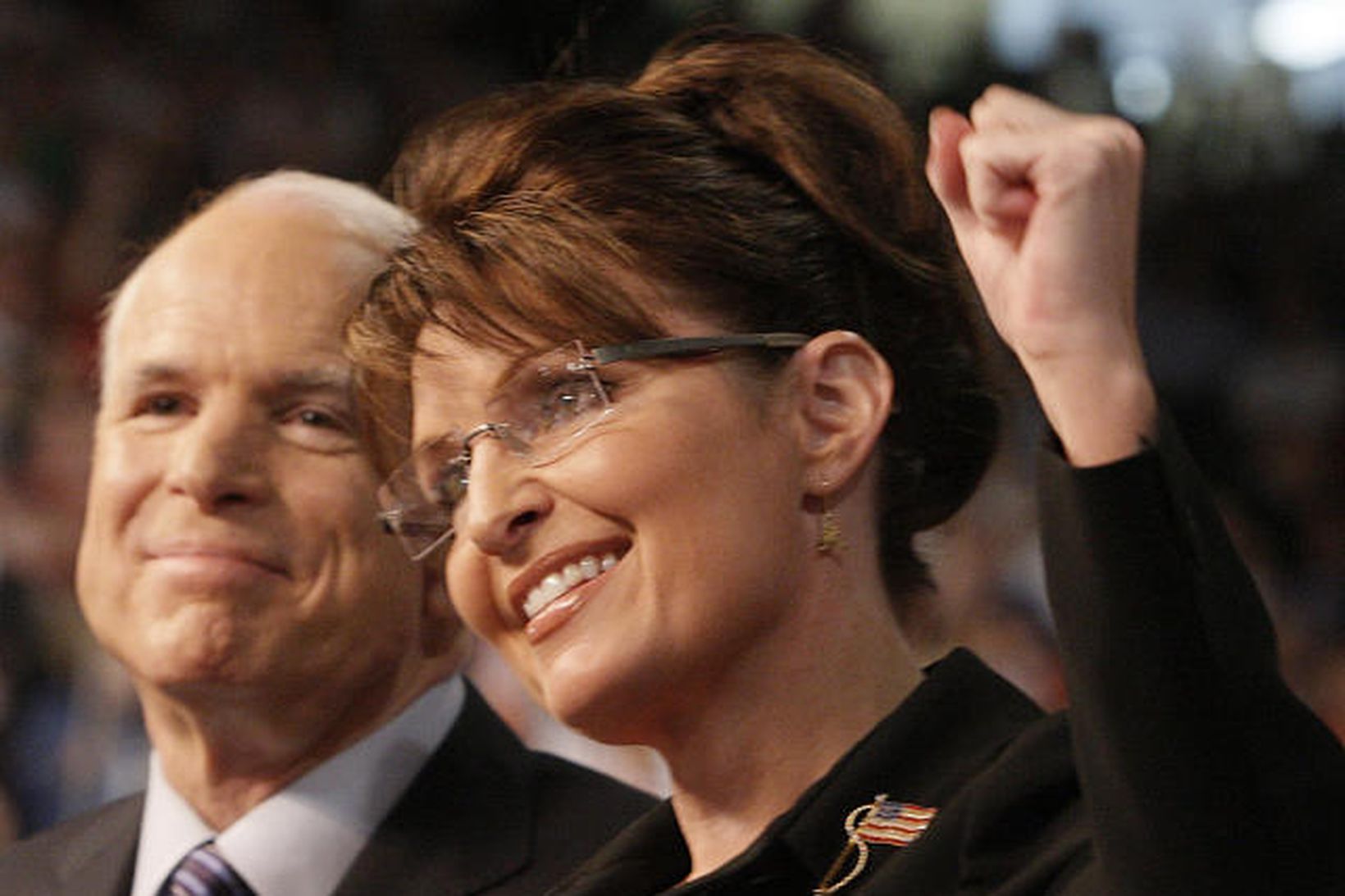 Sarah Palin með John McCain, forsetaefni bandarískra repúblíkana.