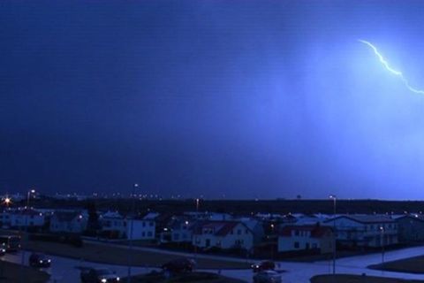 Lightning over Reykjavik