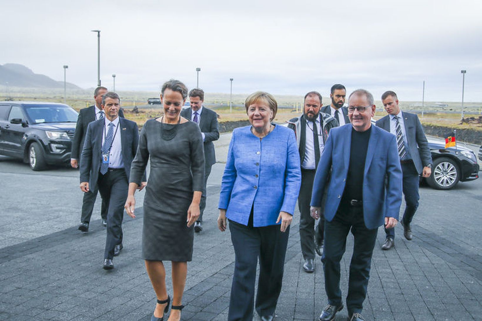 Angela Merkel skoðaði Hellisheiðavirkjun með Brynhildi Davíðsdóttur, stjórnarformanni OR, og …