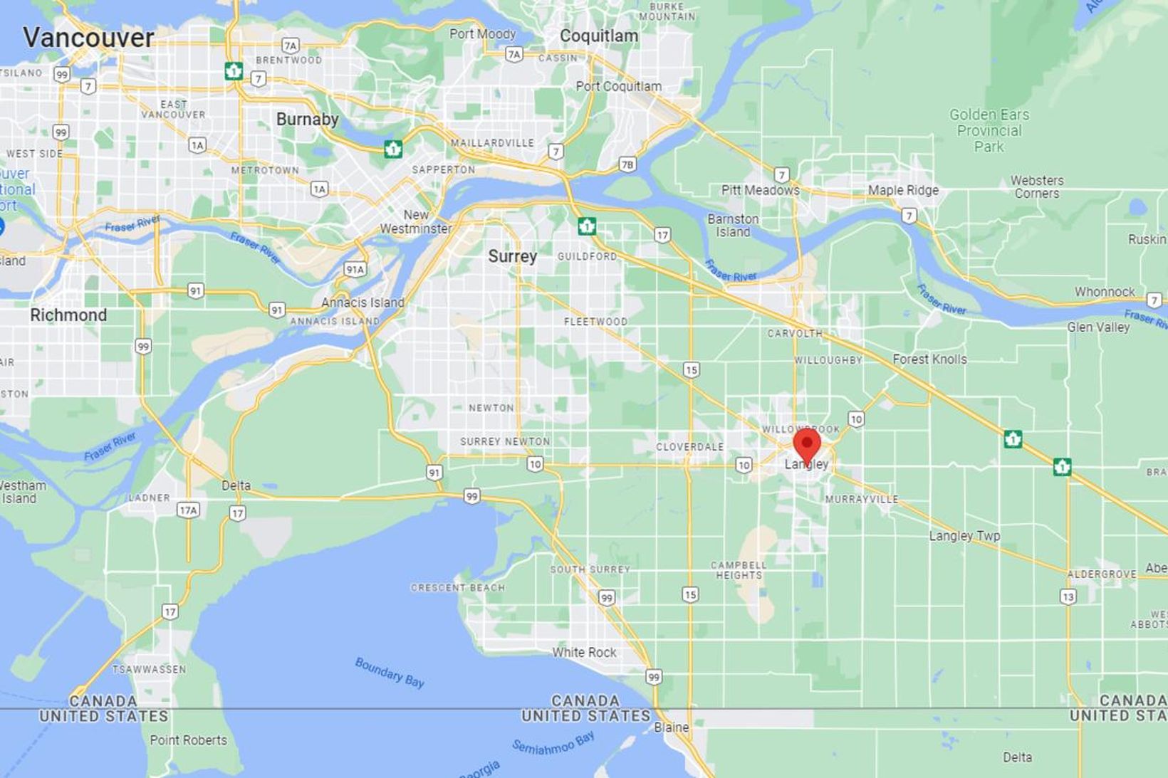 Borgin Langley er staðsett um 40 kílómetra suðaustur af Vancouver …