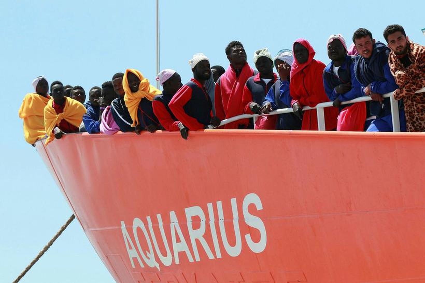Björgunarskipið Aquarius með flóttamenn um borð árið 2017.