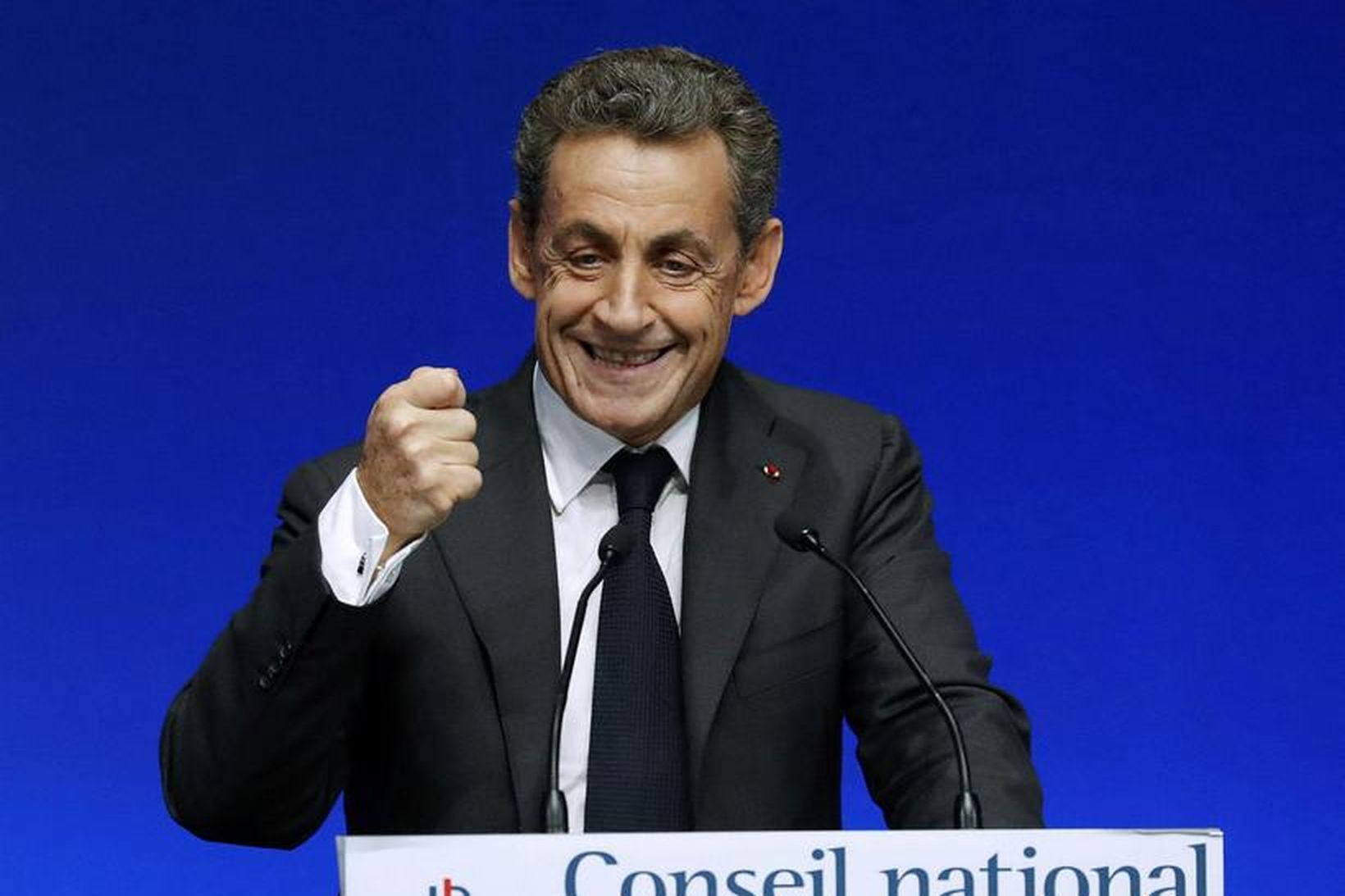 Nicolas Sarkozy, leiðtogi hægriflokksins UMP.