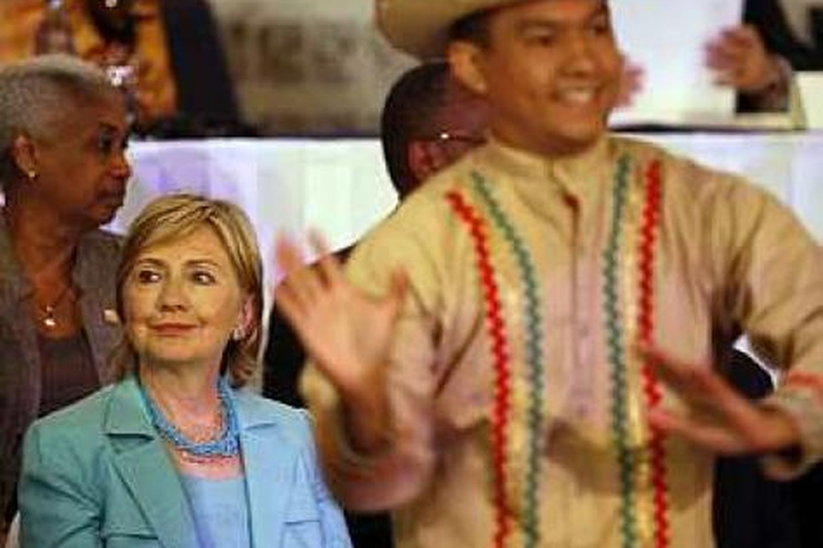 Hillary Clinton við opnunarhátíð funda Samtaka Ameríkuríkja í San Pedro …