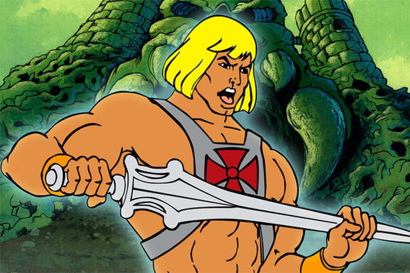 Garpur í kunnuglegum stellingum fyrir framan Grayskull kastala.