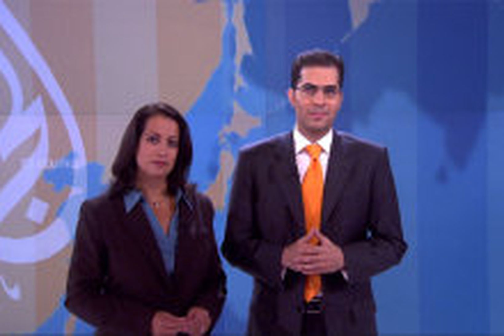 Fréttaþulir Al-Jazeera, Shiulie Ghosh og Sami Zeidan.
