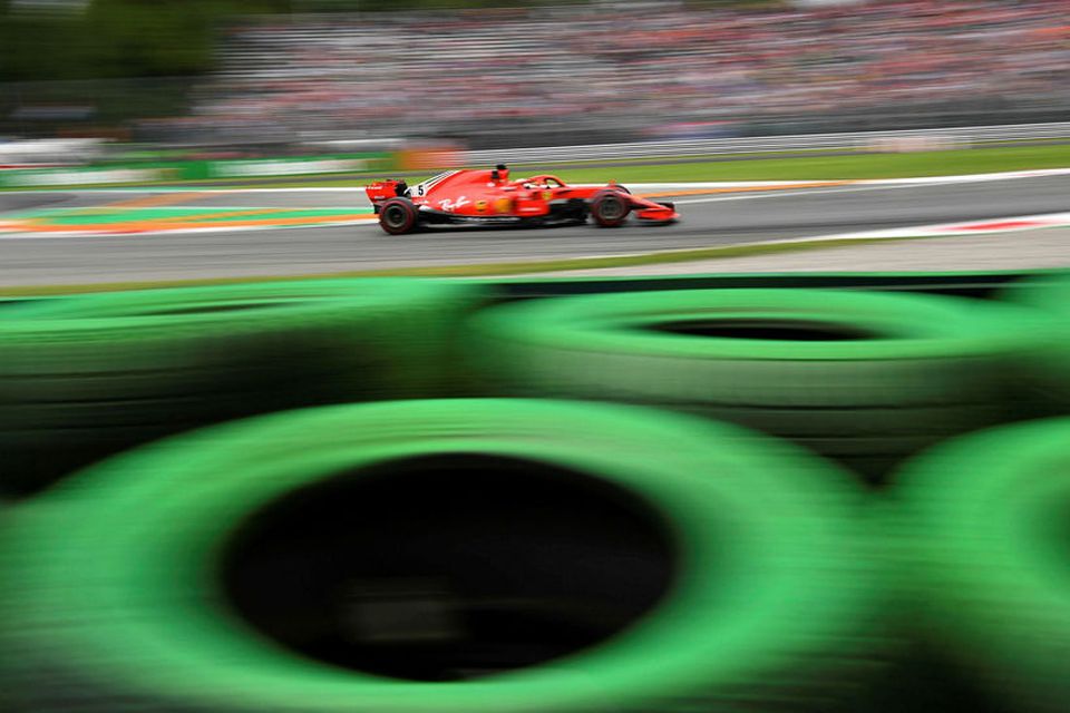 Sebastian Vettel á seinni æfingunni í Monza í dag.