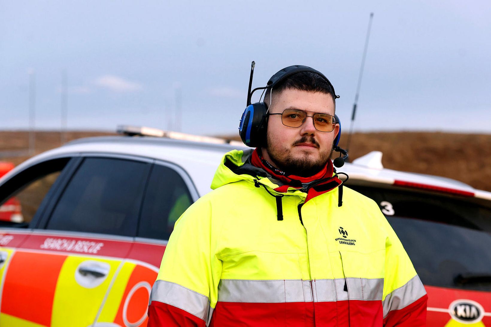 Marteinn Þórdísarson stóð vaktina nálægt gosstövðum við Grindavík í dag.