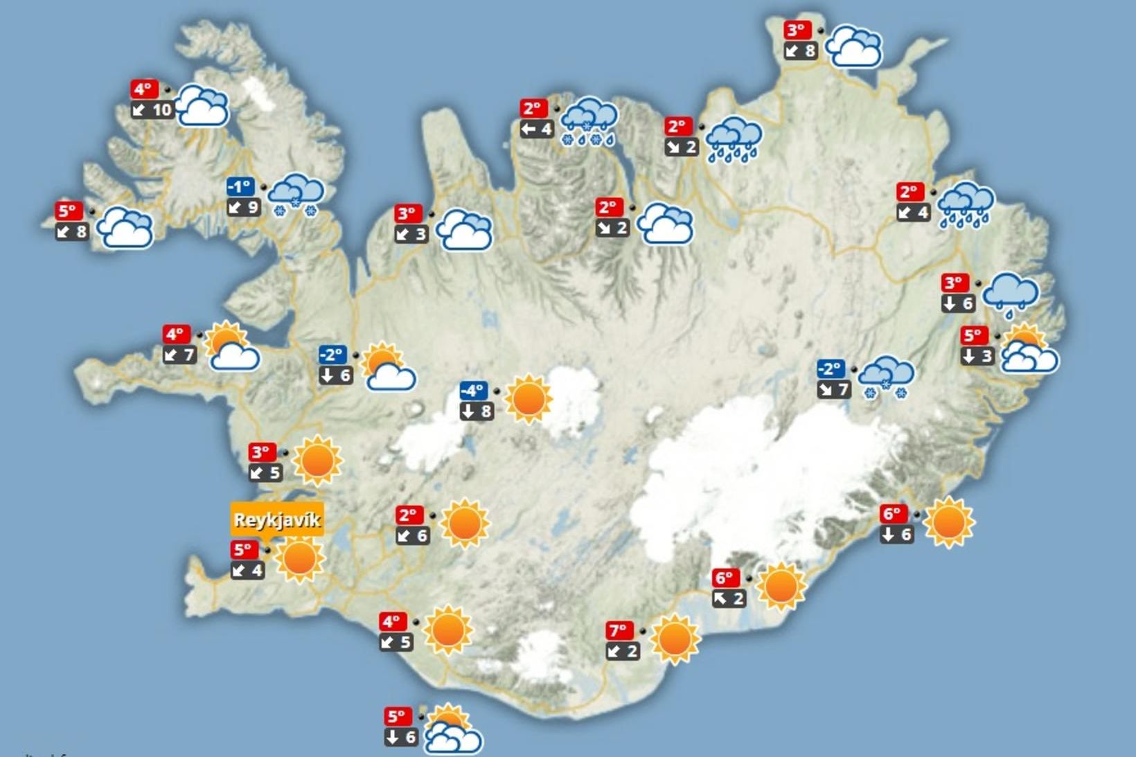 Veðurspáin á hádegi.