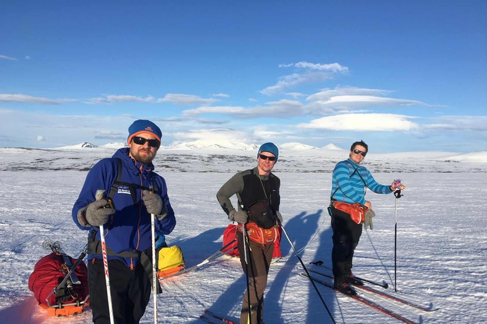 Á leiðinni upp Brúarjökul í dag.