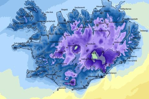 Hitaspá klukkan 12 í dag.