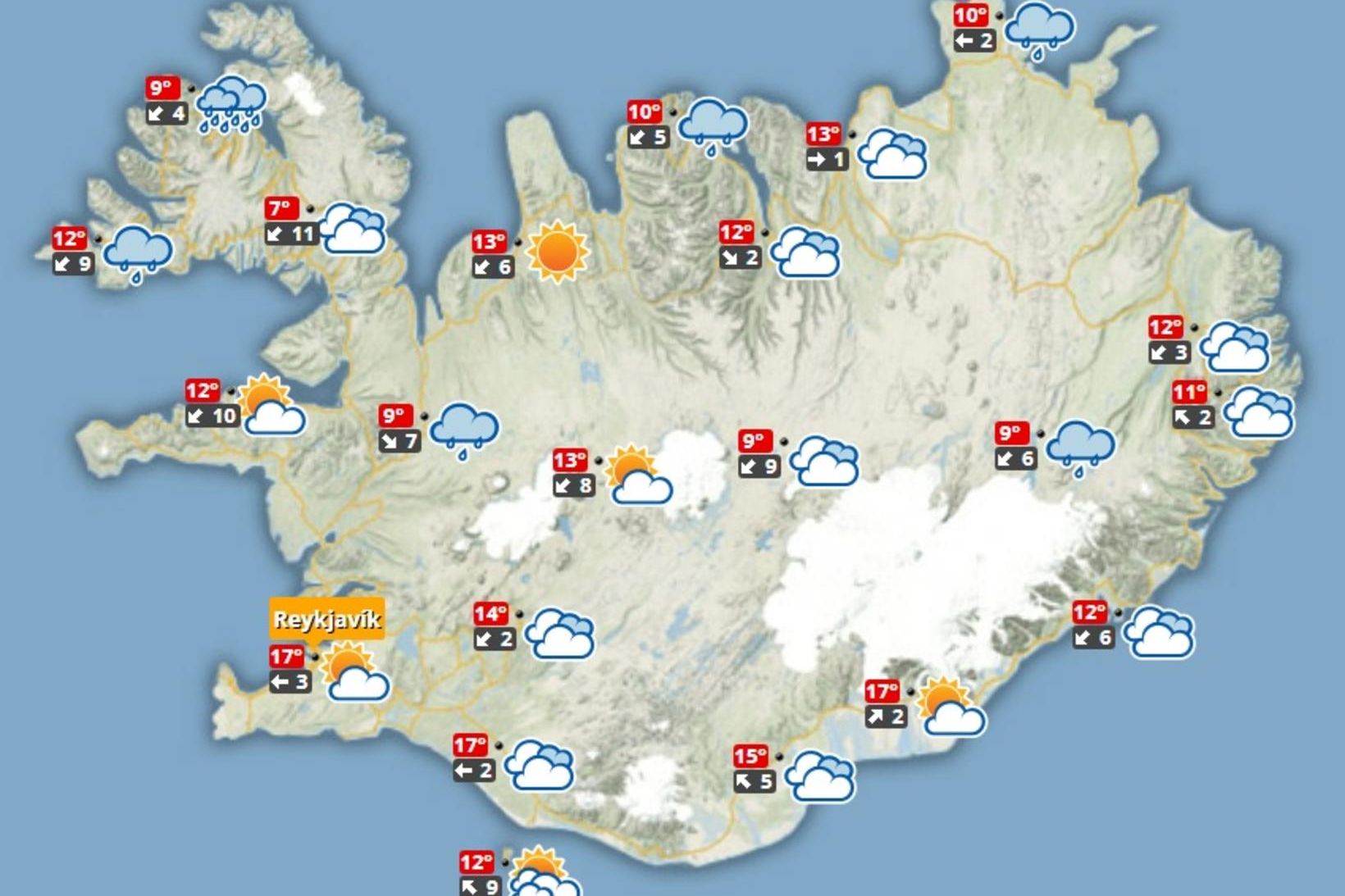 Allt að 19 stig í dag: Hlýjast á Suðurlandi