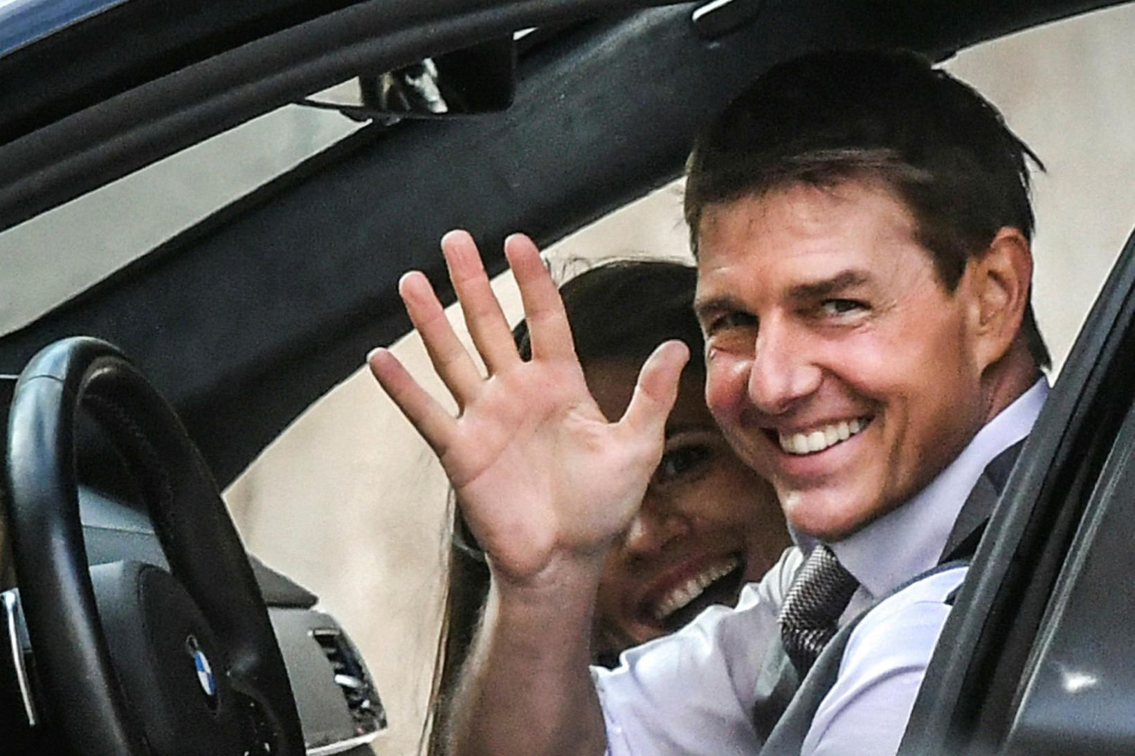 Tom Cruise í tökum á Mission Impossible.