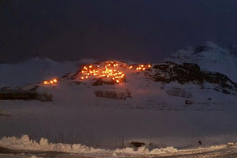 The capital of elves, East Iceland, illuminated by candle lights.