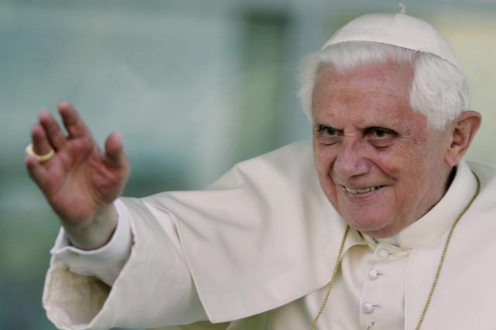Benedict páfi XVI er hann heimsótti kaþólska háskólann í Washington …