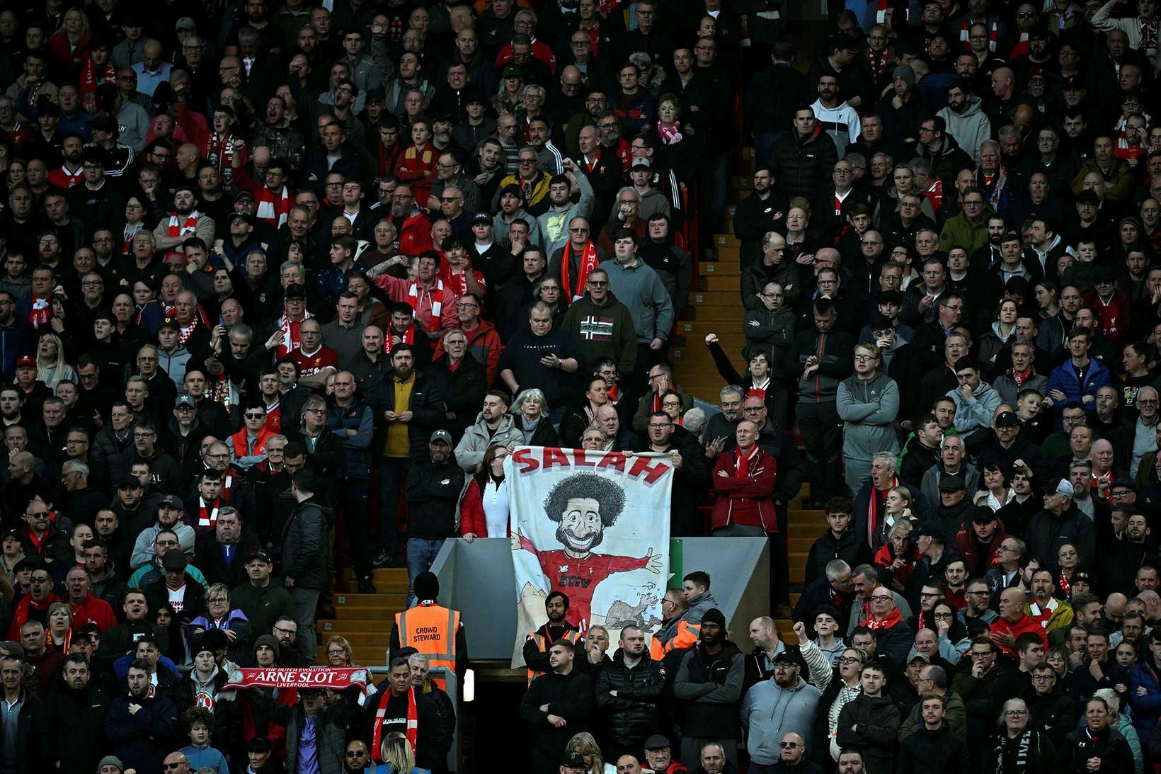 Frá leik á Anfield, heimavelli Liverpool.