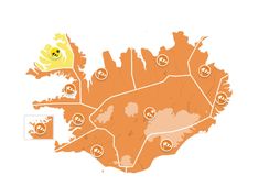 Appelsínugul viðvörun Veðurstofunnar gildir fyrir allt landið nema á Vestfjörðum, þar sem er gul viðvörun.