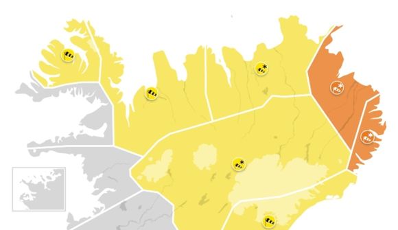 Appelsínugul viðvörun á Austurlandi og Austfjörðum