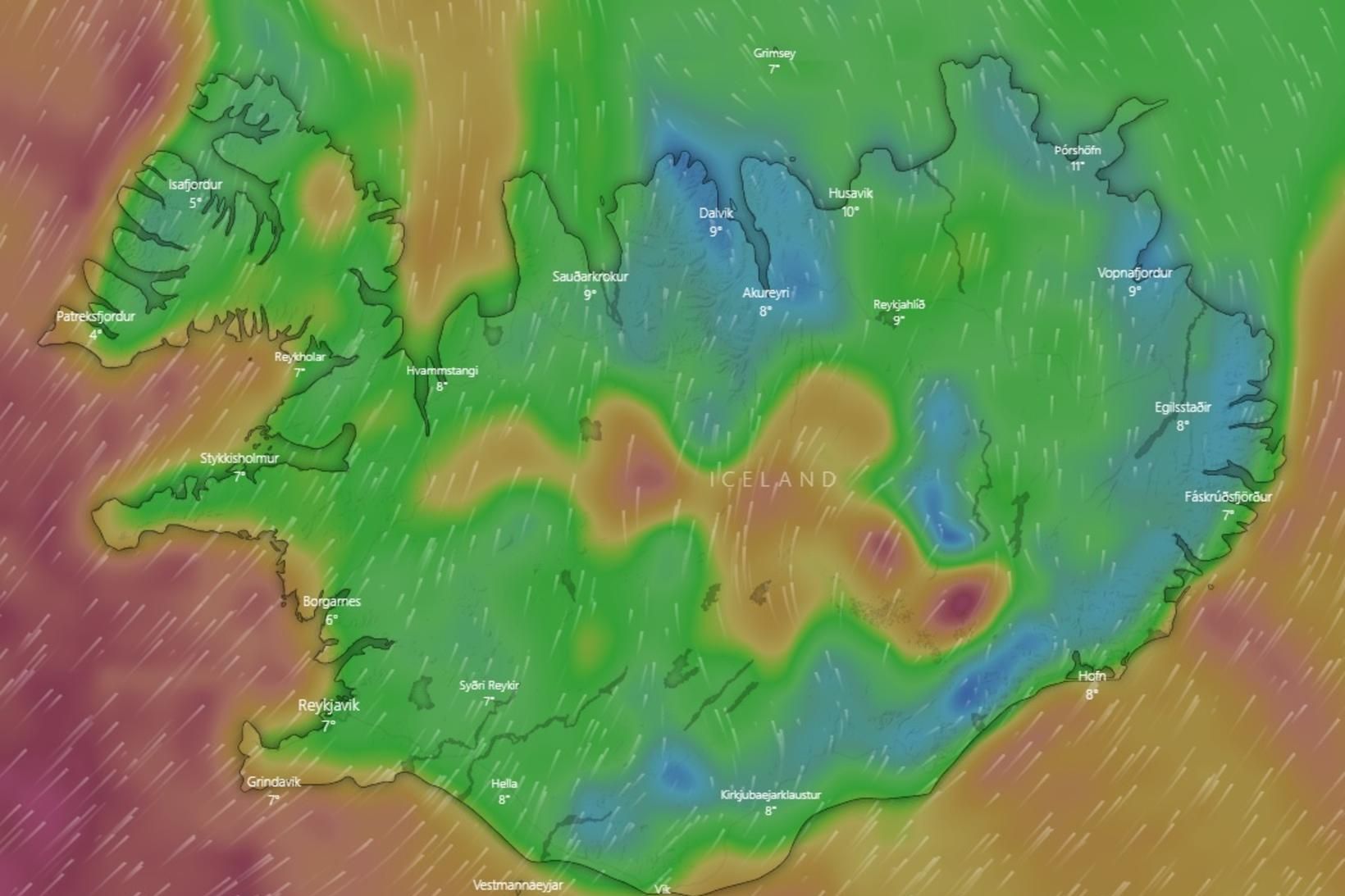 Skjáskot af Windy.com.