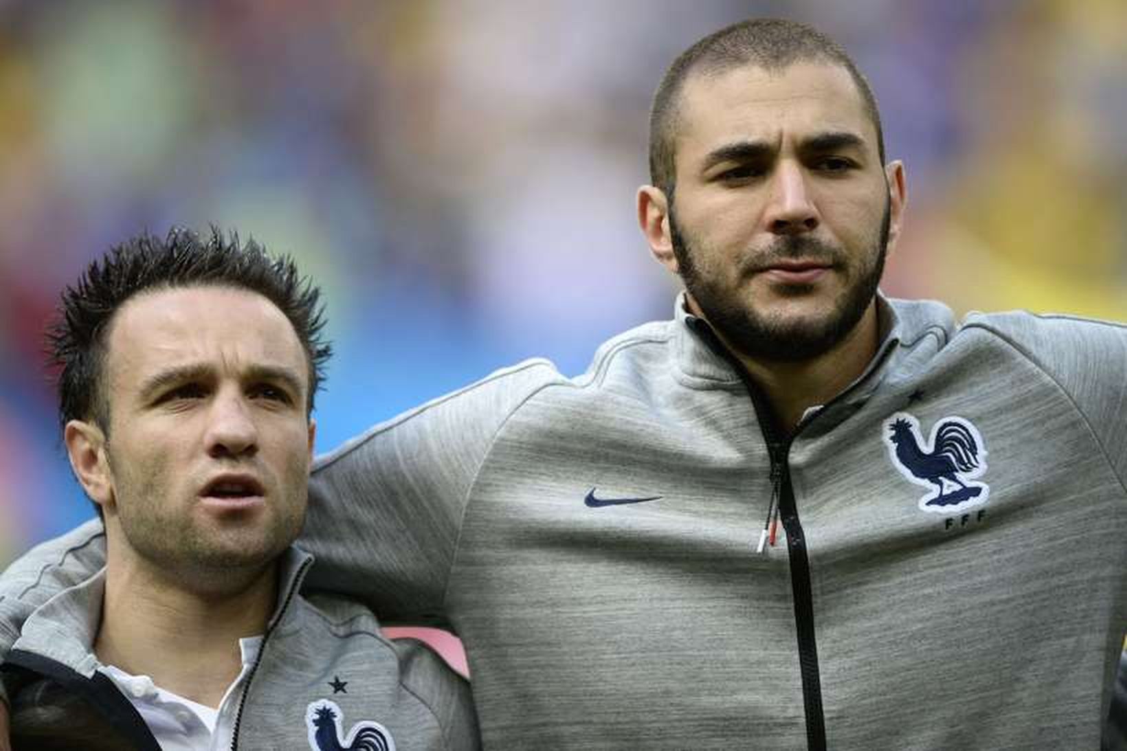 Mathieu Valbuena, til vinstri, og Karim Benzema.