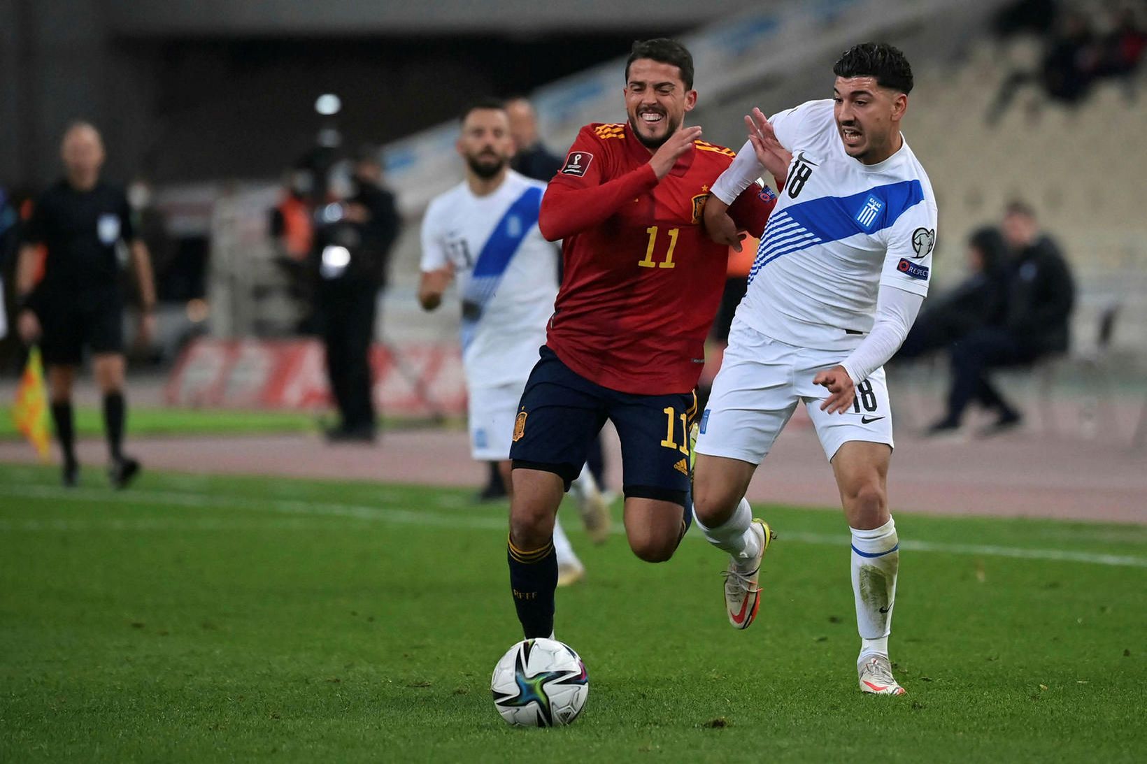 Ferran Torres (11) í landsleik með Spánverjum.