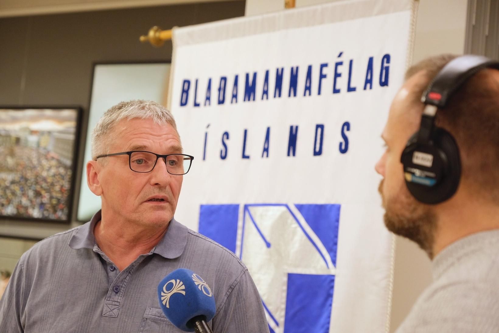 Hjálmar Jónsson, formaður Blaðamannafélags Íslands, eftir að talning atkvæða um …
